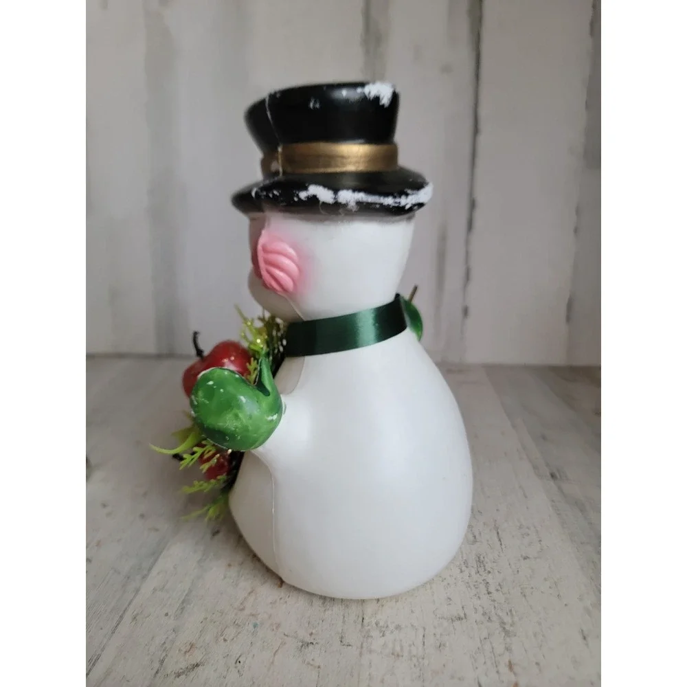 Vintage Florabelle snowman Flowers Blow Mold Xmas centerpiece Apple Home
